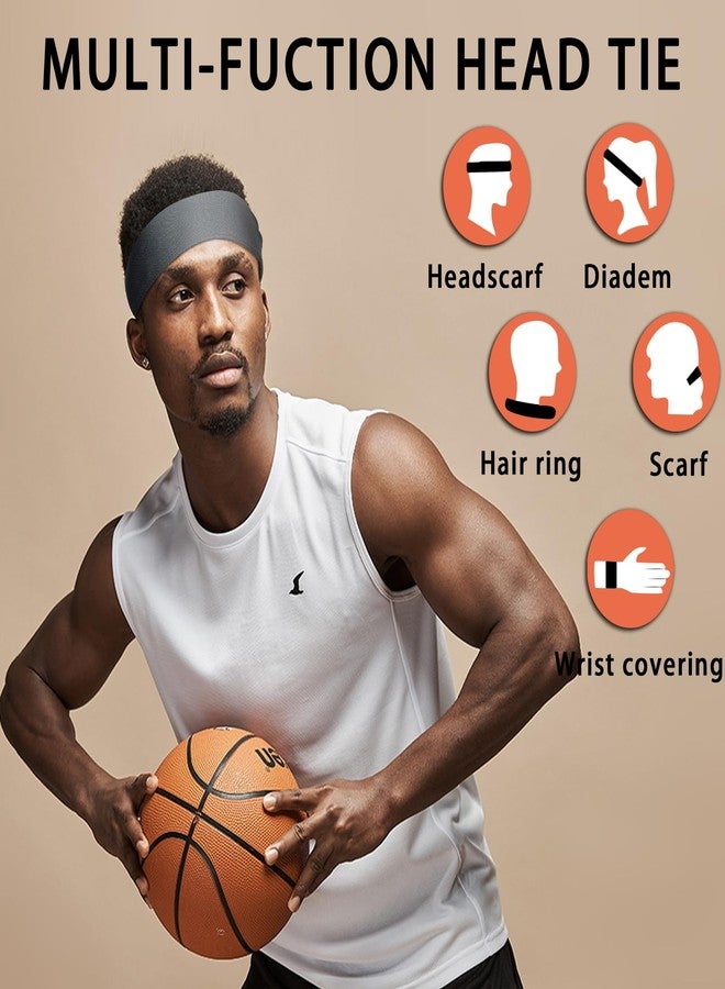 ONEYE 6PCS Tennis Tie Headbands Ninja Tie Back Bandanas Black and Grey Sport Head Ties Solid Hair Band Athletic Sweatbands for Karate Running Basketball Yoga Cycling - Image 2